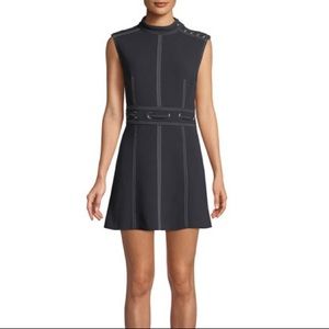 Veronica Beard Nico Mock Neck Grommet Waist Dress